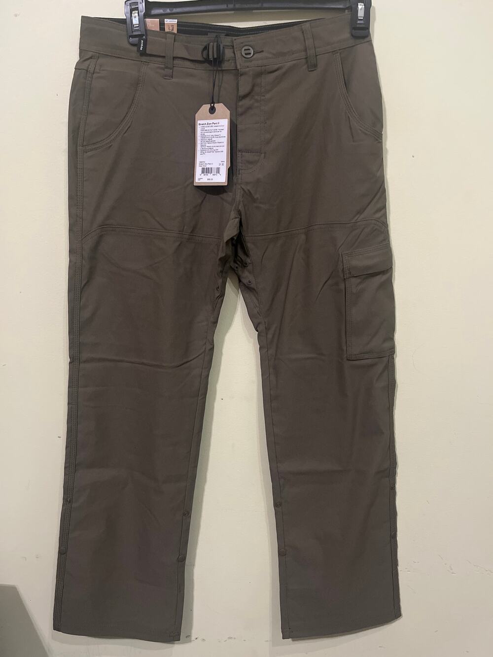 PrAna Stretch Zion Pant II Men’s 31x30 Relaxed Fit Cargo Hybrid Pant Slate Green